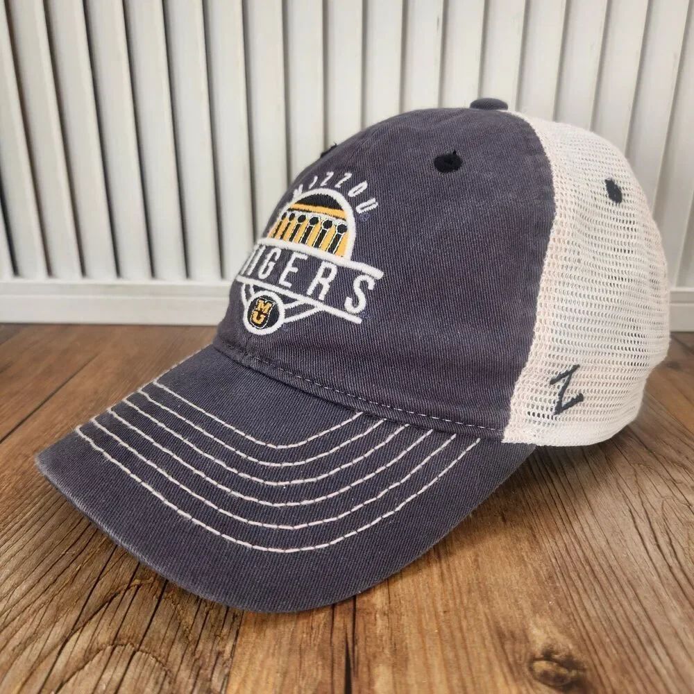 Missouri Mizzou Tigers Zephyr Z Snapback Truck Hat Cap Blue Canvas Mesh College